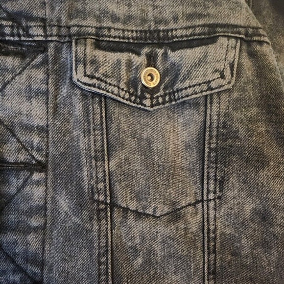 Black Washed Denim Jacket Men Unisex XL - Picture 3 of 7